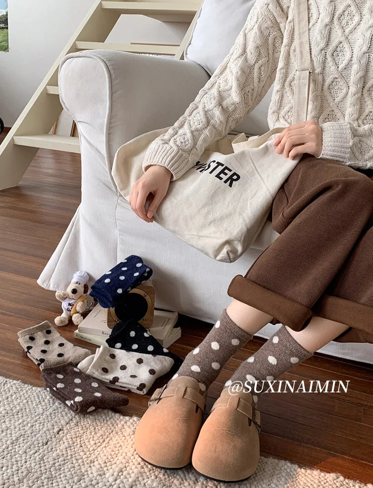 Polka Velvet Winter Socks