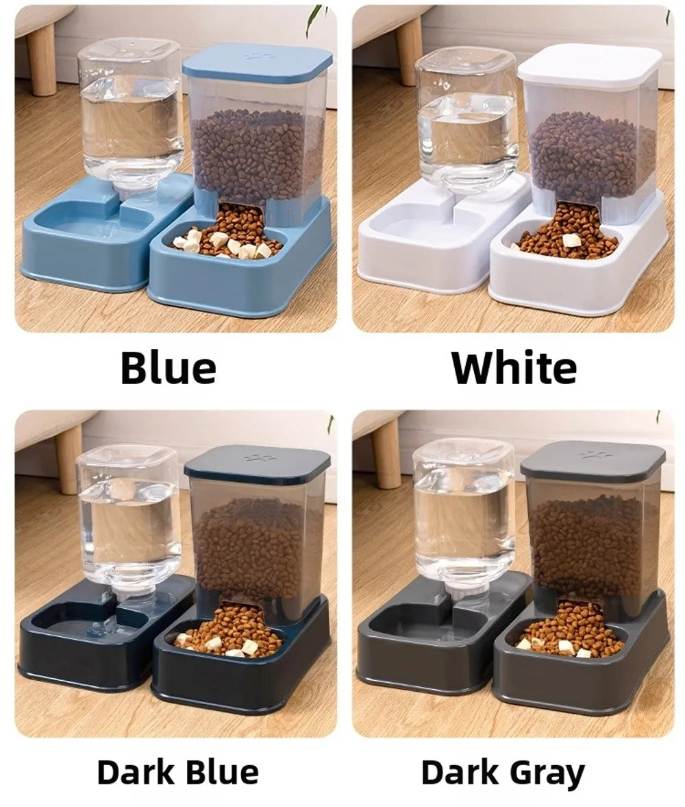 1.2L/1.5L Pet Automatic Feeder Plastic Large Capacity Cat Dog Water Dispenser Feeder Set 3 Colors 2 Styles