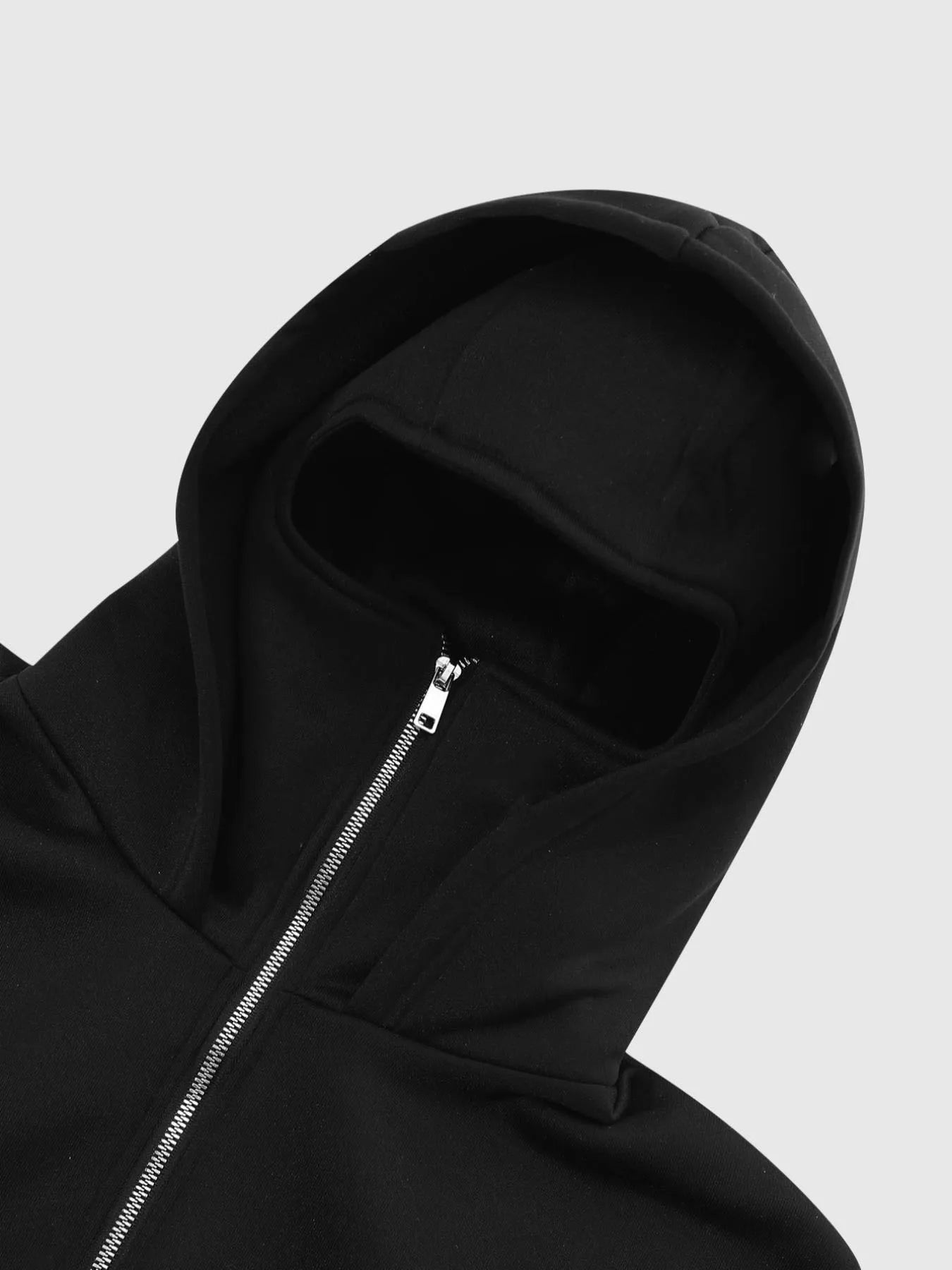 Men's face mask hoodie, windproof fleece-lined top, casual hoodie