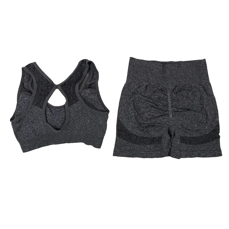 2Pcs Women Yoga Outfit Set Sports Fitness Vest Running Workout Shorts Suit Gym Training Active Wear Handmade Accessory