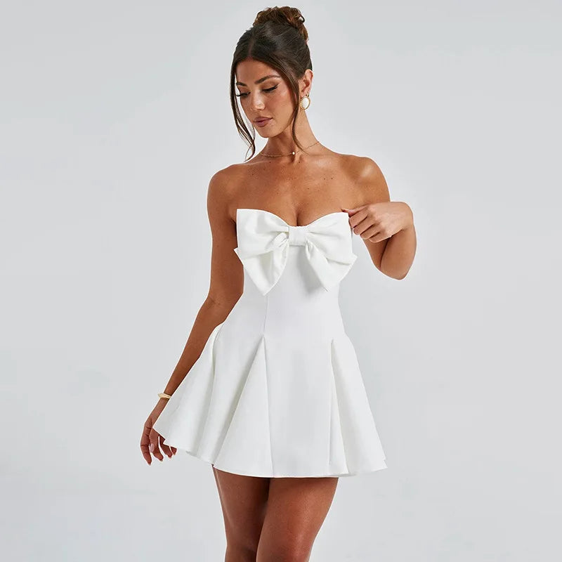 Strapless Bow A-Line Mini Dress