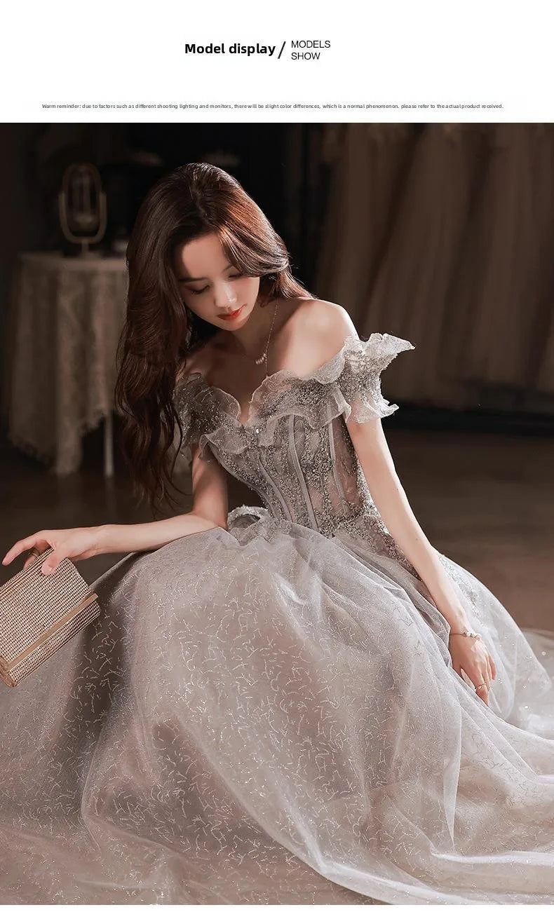 One Shoulder Fairy Style Evening Dress