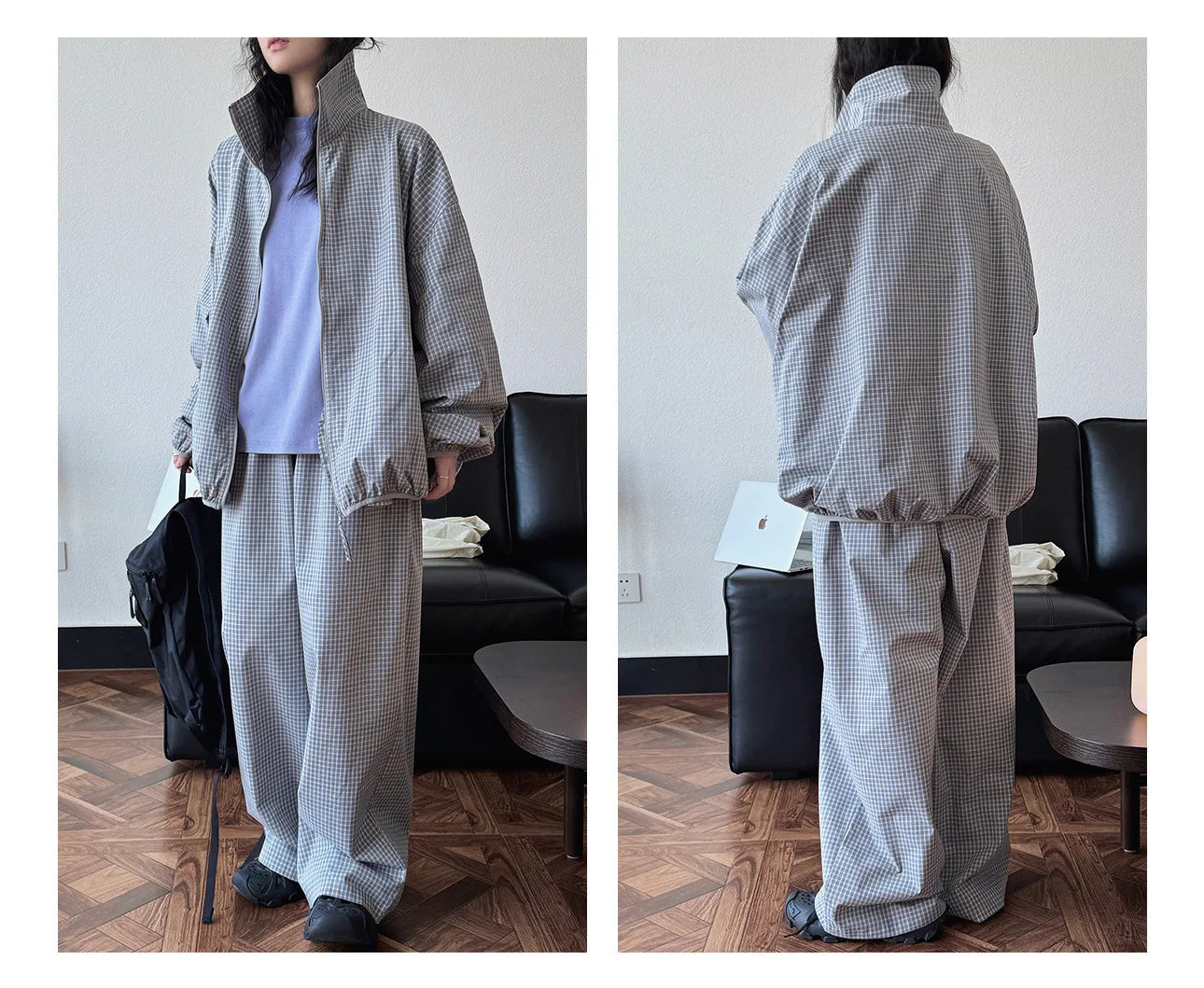 2026 Women Summer Long Pants High Waist Wide Leg 80% Cotton Plaid Pants Fashion Clothes Vintage Pants Female Trousers