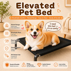 Elevated Pet Bed for Dogs, Washable Dog Bed for Small, Medium, Large & XL Puppies, Breathable Mesh Dog Bed