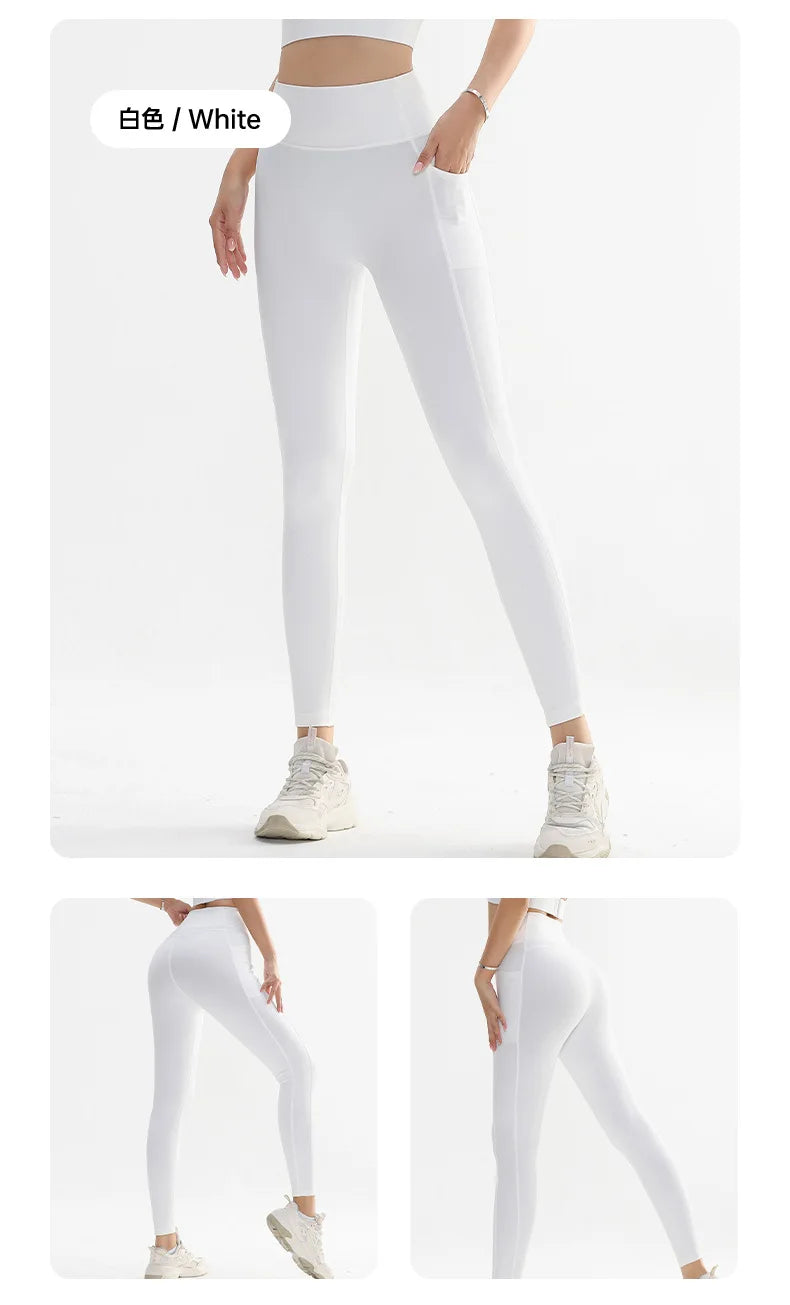 Yoga Leggings for Fitness Legging Sport Side Pocket Pants Female Soft High Waist Leggins Push Up Gym Tights Women