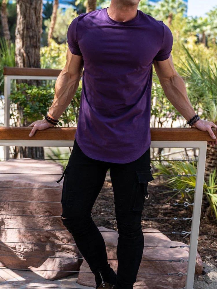 Muscle Fitness T-shirt Summer Men's T-shirts Workout short sleeve Tees Running cotton t-shirts Men Gym Sport Training Tops