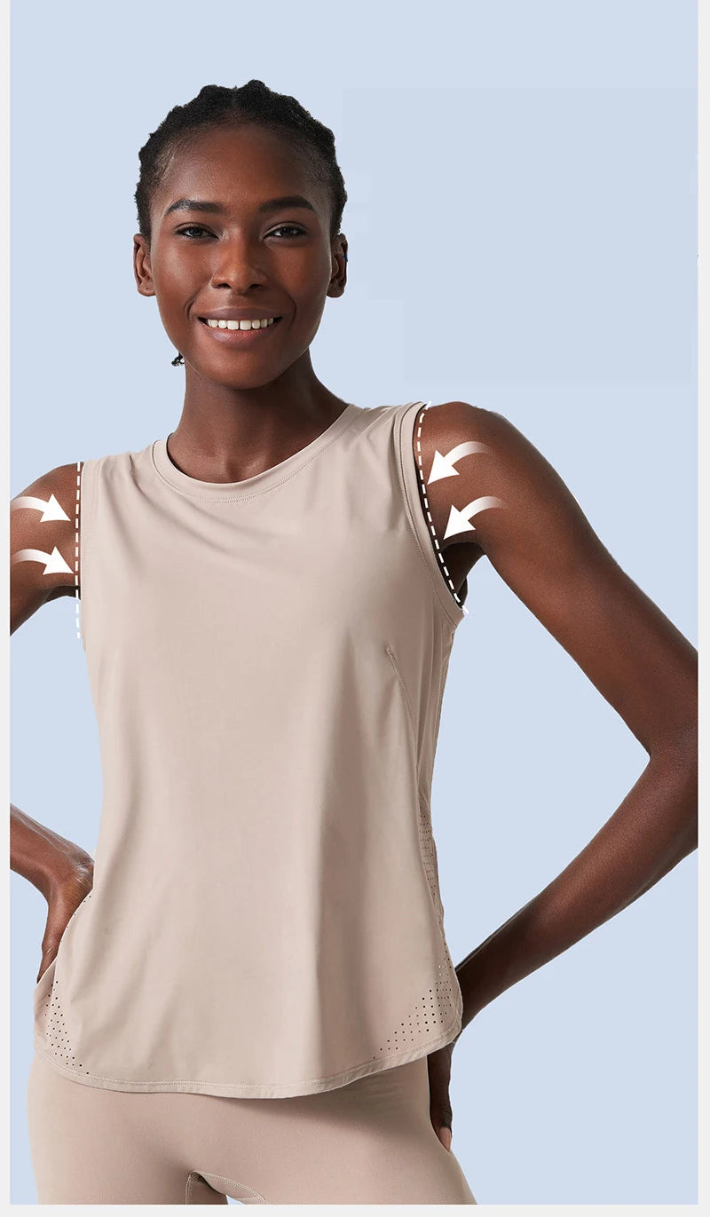 Yoga Sport Top Women Gym T Shirt Workout Clothing Wear Loose Cover Hip Shirt Quick Dry Vest Cropped Blouse Cool Tank Tops