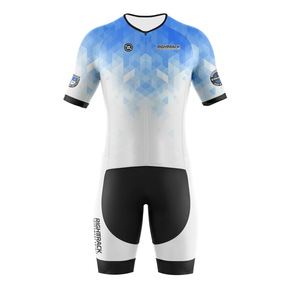 RIGHTTRACK Trisuit Men's Summer Triathlon Race Short Sleeve Skinsuit Clothing Swimming Cycling Running Custom Apparel
