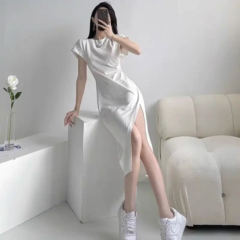 Chic Minimalist White Midi Dress