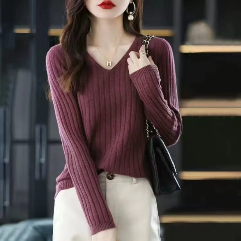 V Neck Office Knit Sweater