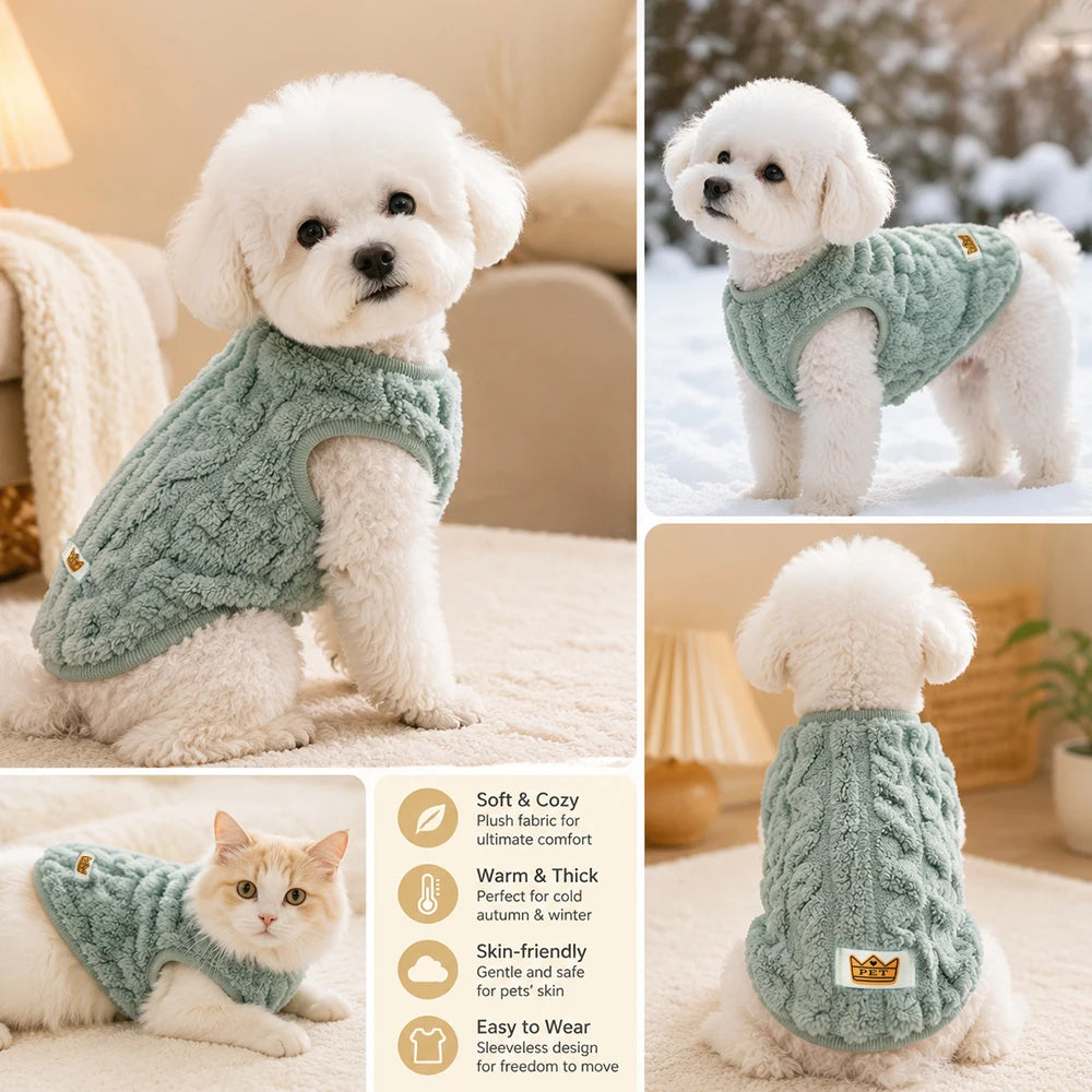 Soft Fleece Pet Vest Swater for Small Dogs Cats Autumn Winter Warm Puppy Clothes Pullover Chihuahua Rabbit Costume Pet Apparel