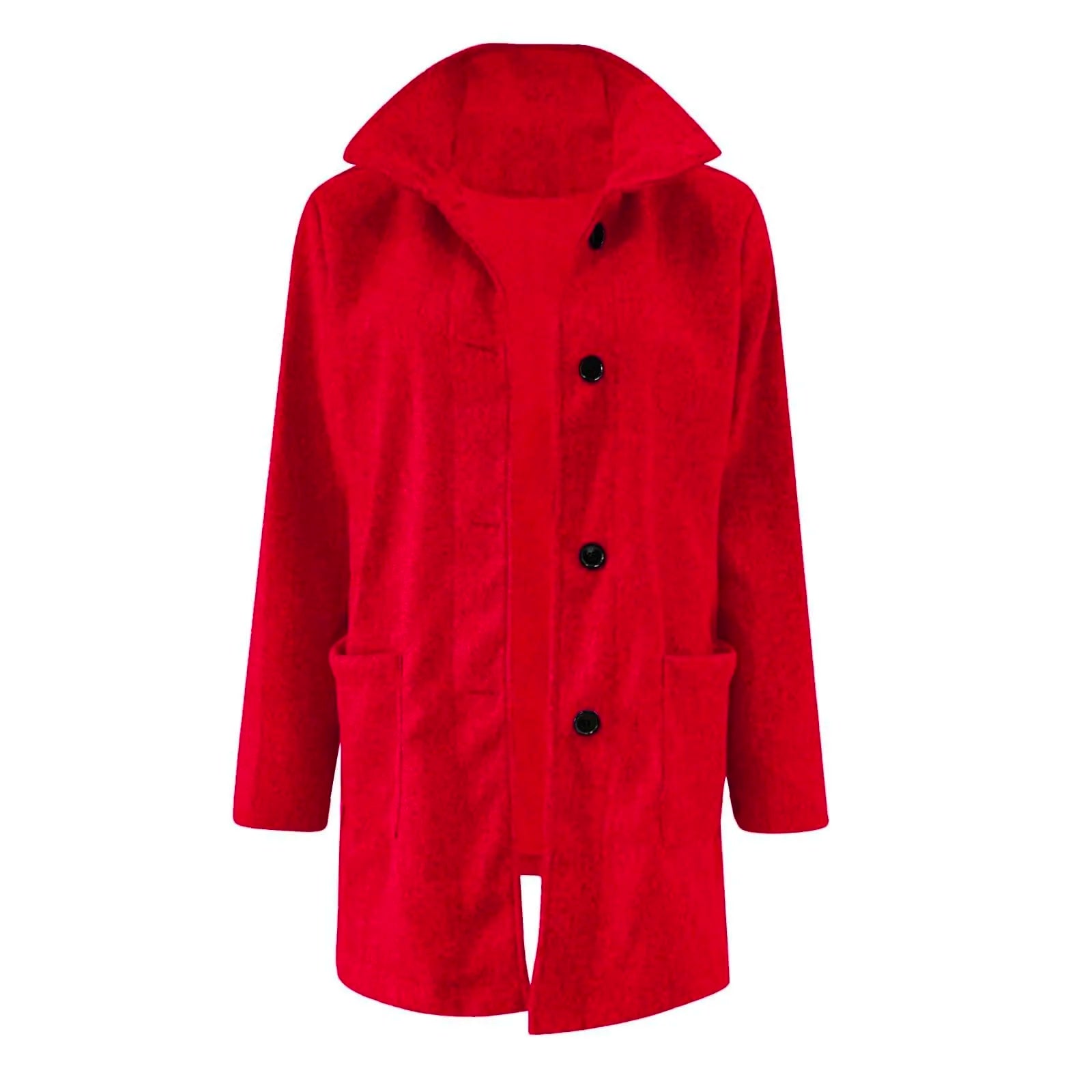 Womens Wool Cardigan Coats With Pockets Ladies Lapel Long Jacket Coat Fashion Solid Casual Winter Jackets for Women Plus Coat