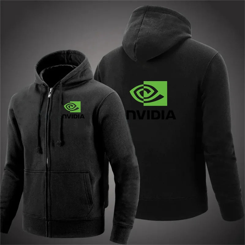 Autumn Men Nvidia Sweatshirts Long Sleeve Jacket Hoodie Zipper Closure Jacket Male Hoodies Sweatshirt Slim Fit Male Clothing
