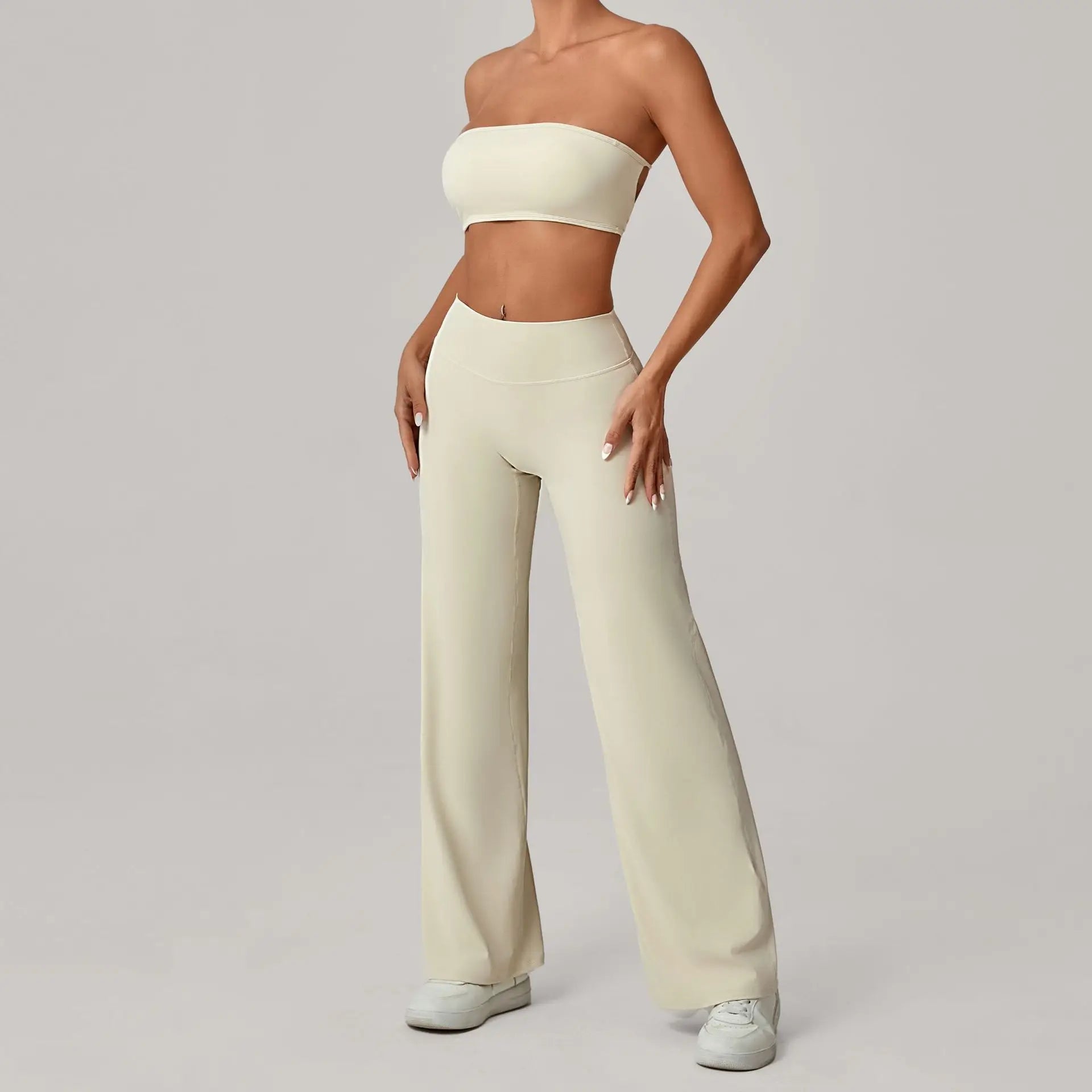 2PCS Yoga Set Women Yoga Pant Workout Tracksuit Sportswear Gym High Waist Straight Leg Bottoms Fitness Bta Sports Suit XP01