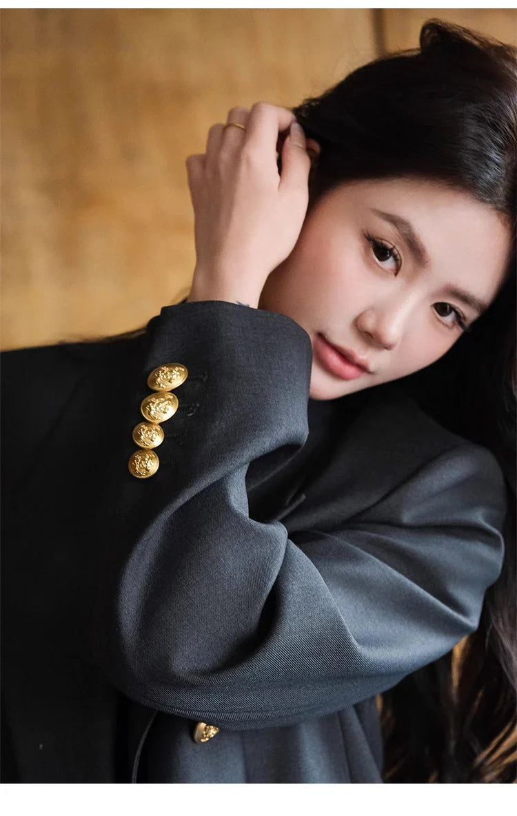 Elegant Peaked Lapel Suit Set