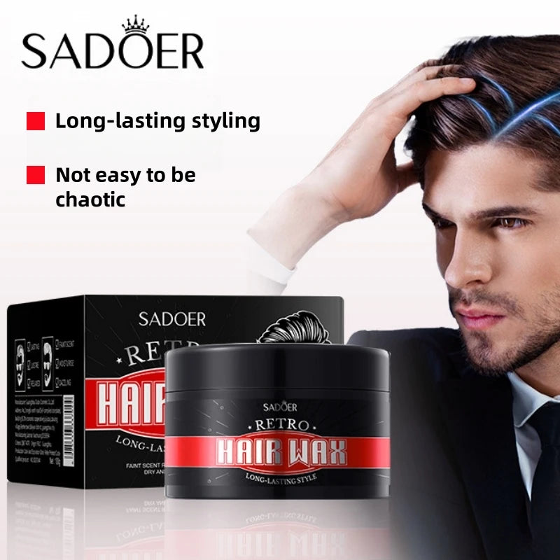 100g Men's Retro Hair Wax for Strong Styling and Natural Volume, Rich in Ginseng Root Extract, Keratin and Other Ingredients, with a Fresh Texture That Is Not Sticky, Easy to Clean, and Can Be Applied Gently to the Hair to Pr
