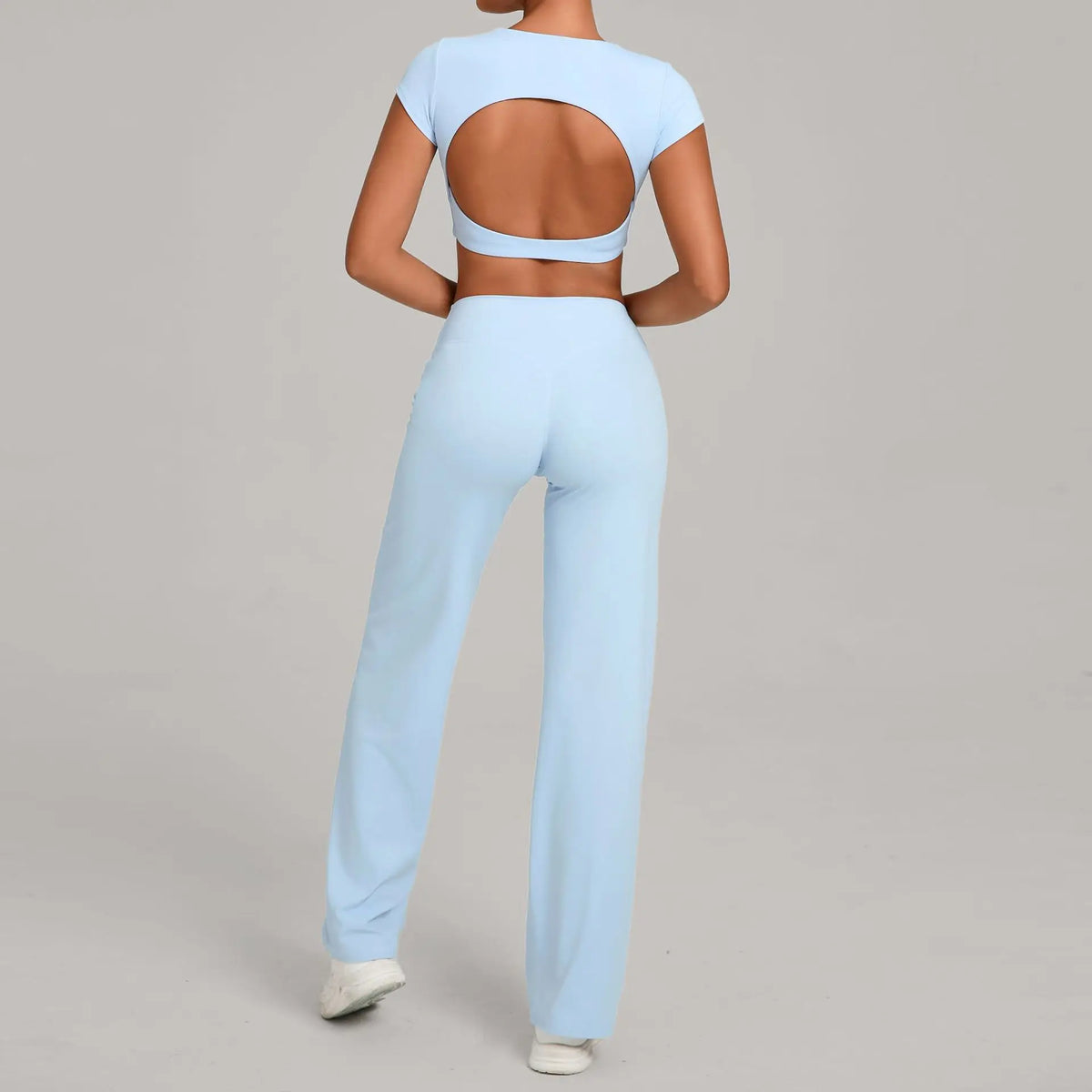 2PCS Yoga Set Women Yoga Pant Workout Tracksuit Sportswear Gym High Waist Straight Leg Bottoms Fitness Bta Sports Suit XP01