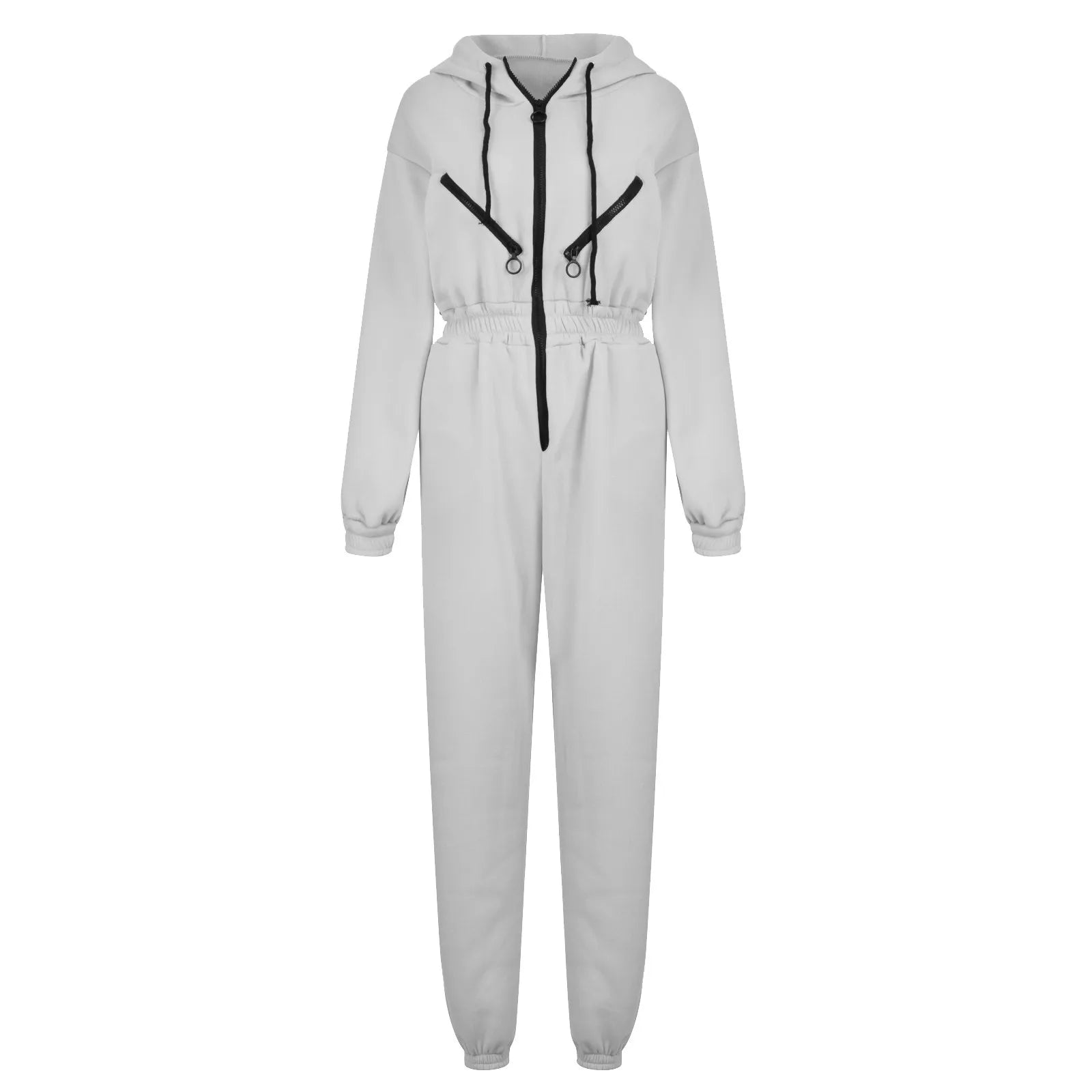 Fleece Hooded Wide Leg Jumpsuit