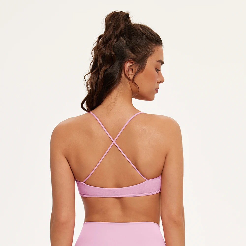 Sports Bras for Women Strappy Bras Open Back Shockproof Quick-Drying Yoga Bra Padded Gym Crop Tops Workout Fitness Bra Women