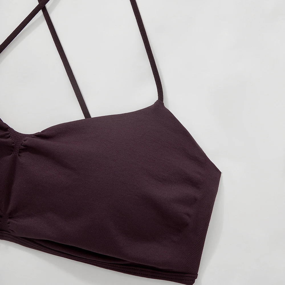 Sports Bras for Women Strappy Bras Open Back Shockproof Quick-Drying Yoga Bra Padded Gym Crop Tops Workout Fitness Bra Women