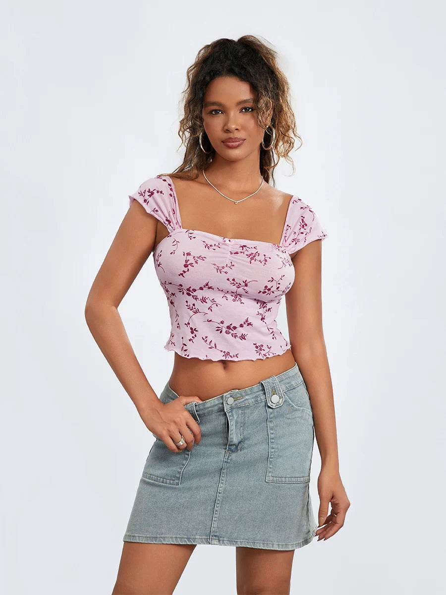Floral Crop Street Top