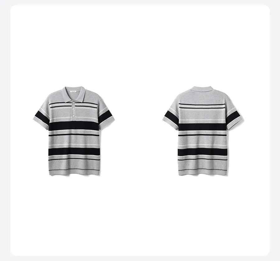 Oversize Striped Knit Summer Polo