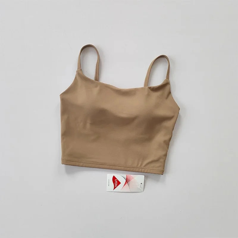 Small Sling Vest Integrated Fixed Gathering Sports Underwear Women's Bra Beauty Back Training Fitness Bra Summer Clothing