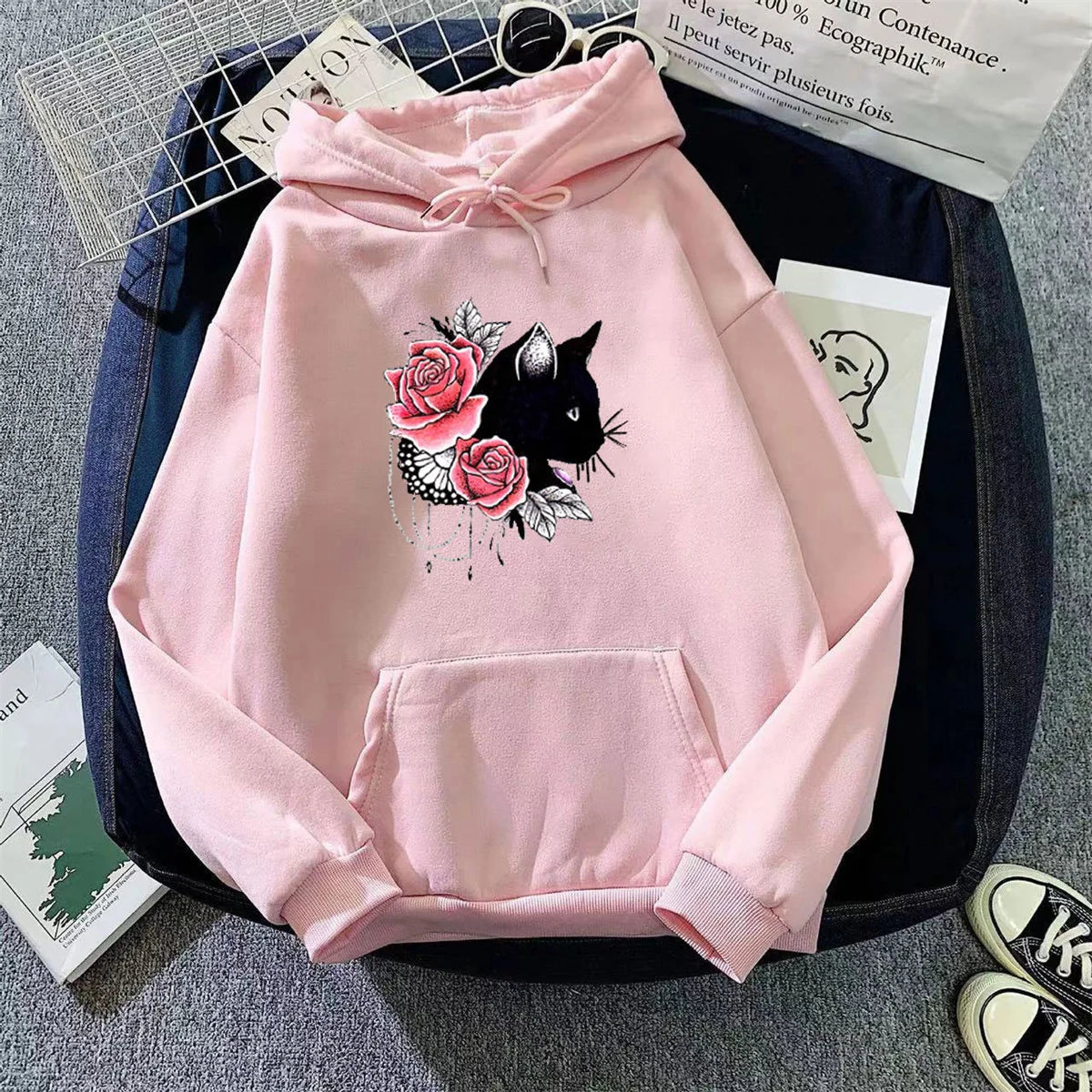 Korean Loose Printed Hooded Hoodie