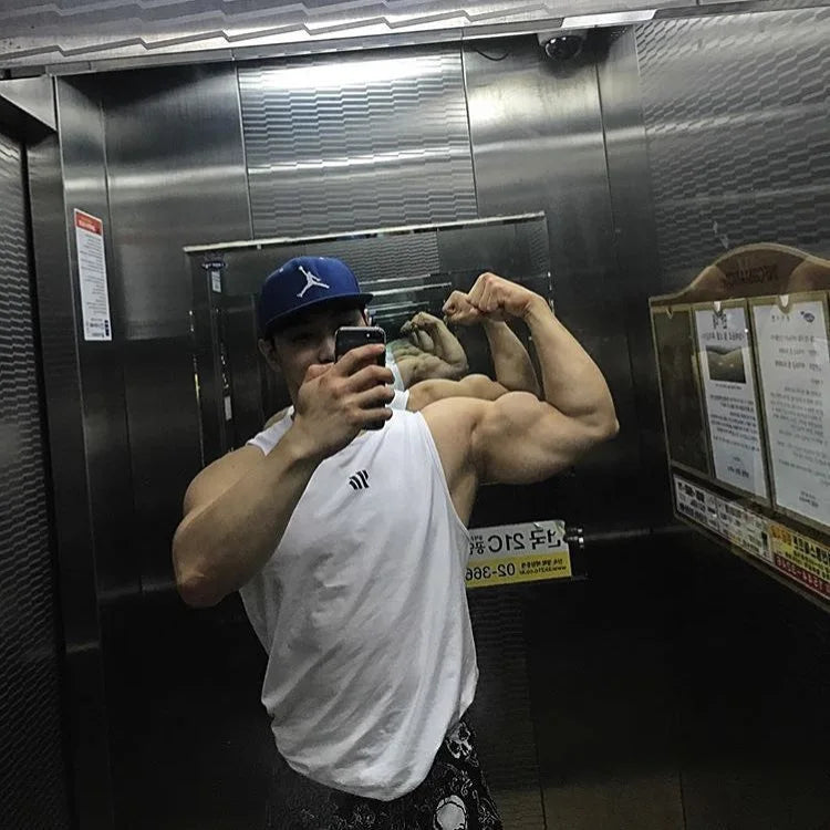 Mens Workout Tank Tops Mash Fabric Quick Dry Muscle Sleeveless Shirts Cut Off Slim Fit  Bodybuilding Gym Tees Singlet