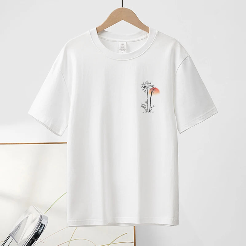 Chinese Print Cotton Summer Tee