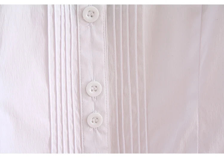 Elegant Pleated Office Bodysuit Blouse