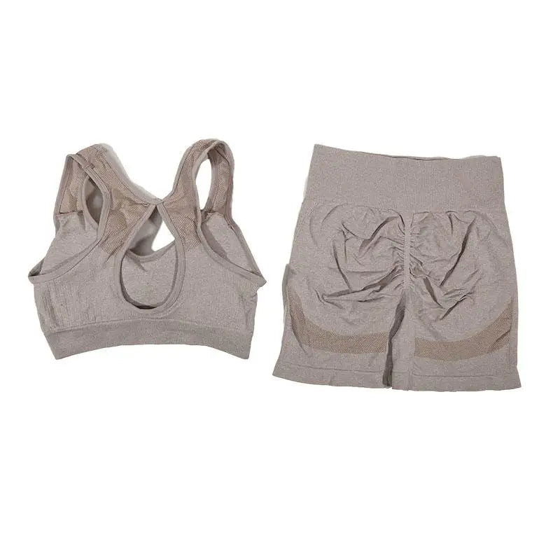 Women Yoga Shorts Sets High Waist Butt Lifting Workout Fitness Tights Tummy Control Gym Running Stretched Sportswear