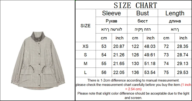 Women's Coat 2026 New Autumn Gray Plaid Long Sleeve Loose Drawstring Decorative Coat Casual Fashion Personal Ladies Outerwear