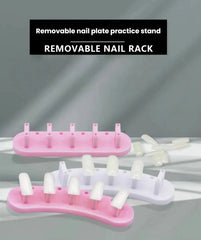 Nail Art Tools Combo - Curved & Straight Nail Tips Holders with Display Stand for Nail Art Students