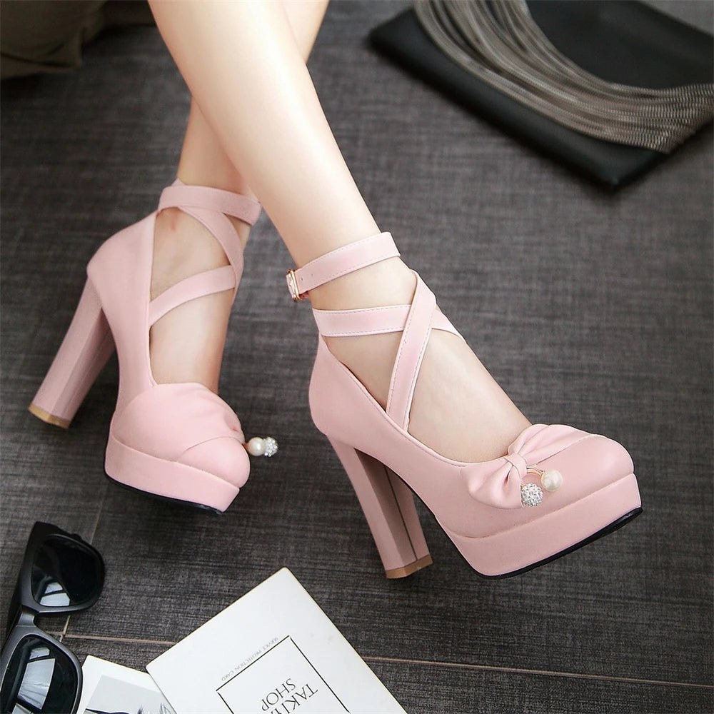 Glossy Mary Jane Chunky Heels