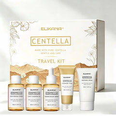 Centella Asiatica Travel Face Skin Care Kit: Serum,Cleansing Oil,Moisturizing Toner,Cleaner Foam,Soothing Cream,Skincare Set