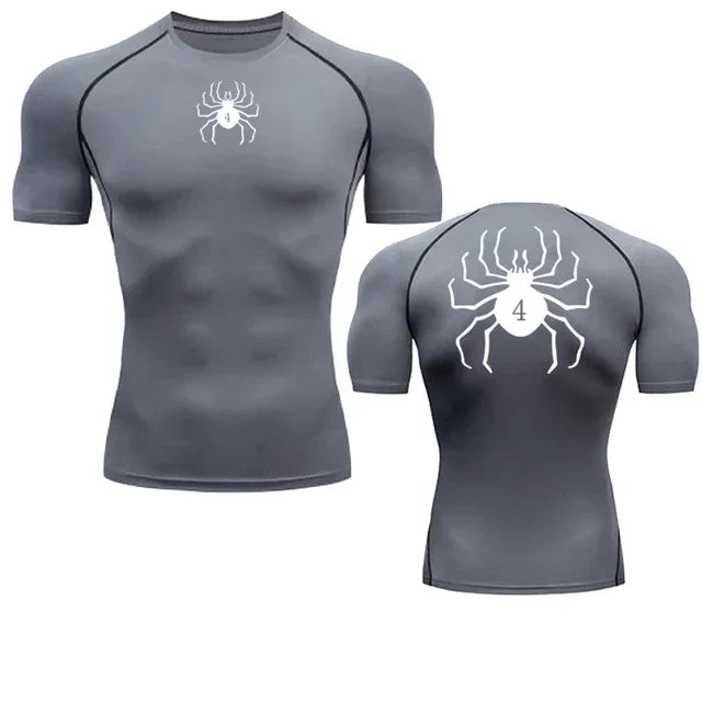 GYM Compression Tshirts Sport Workout Anime Spider Print T-shirts Mens Running Fitness Tight Summer Sportswear Rashgard Top Tees