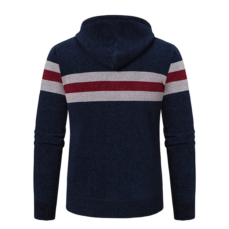 Hooded Knit Sweater Coat with Fleece Lining