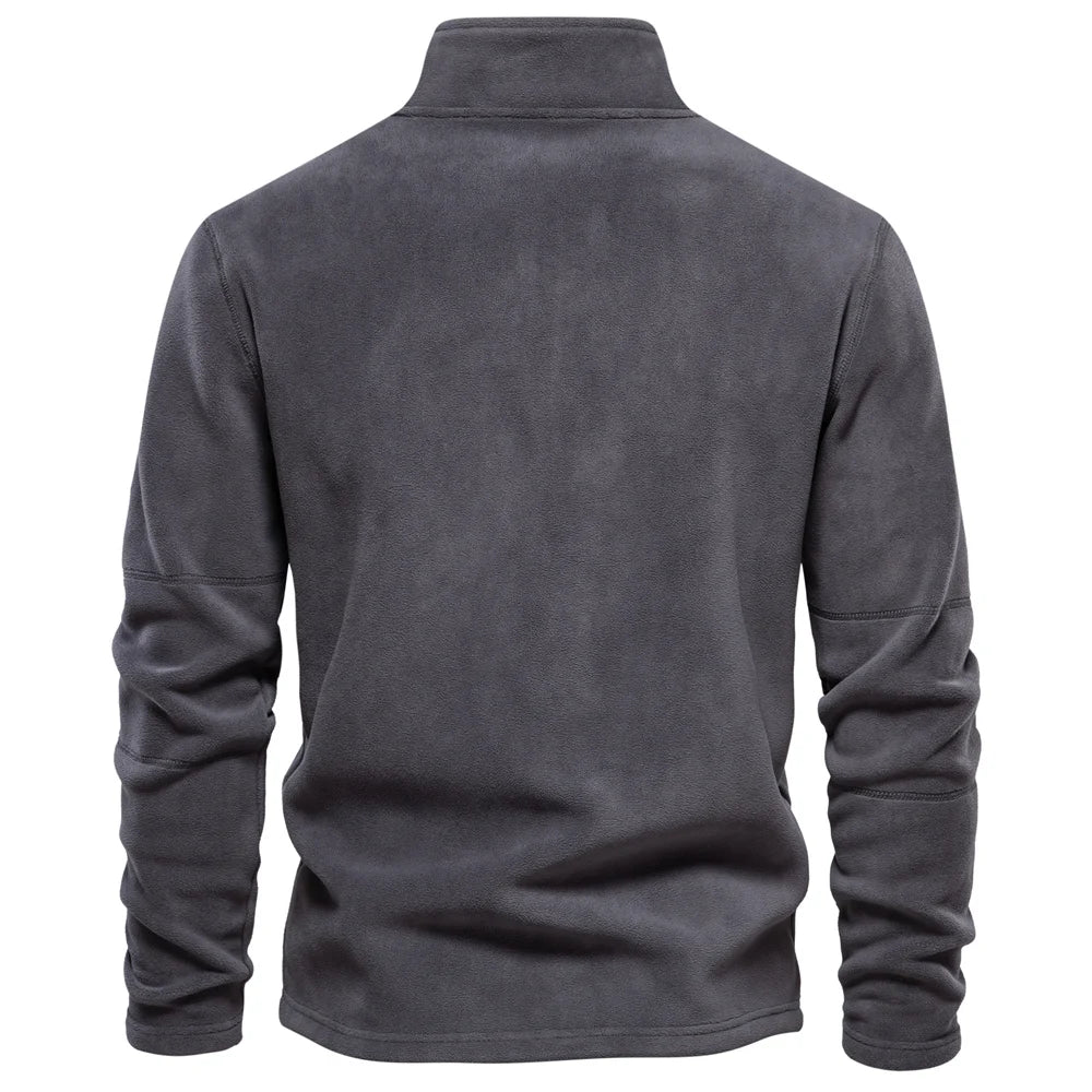 Thick Fleece Zip Neck Pullover