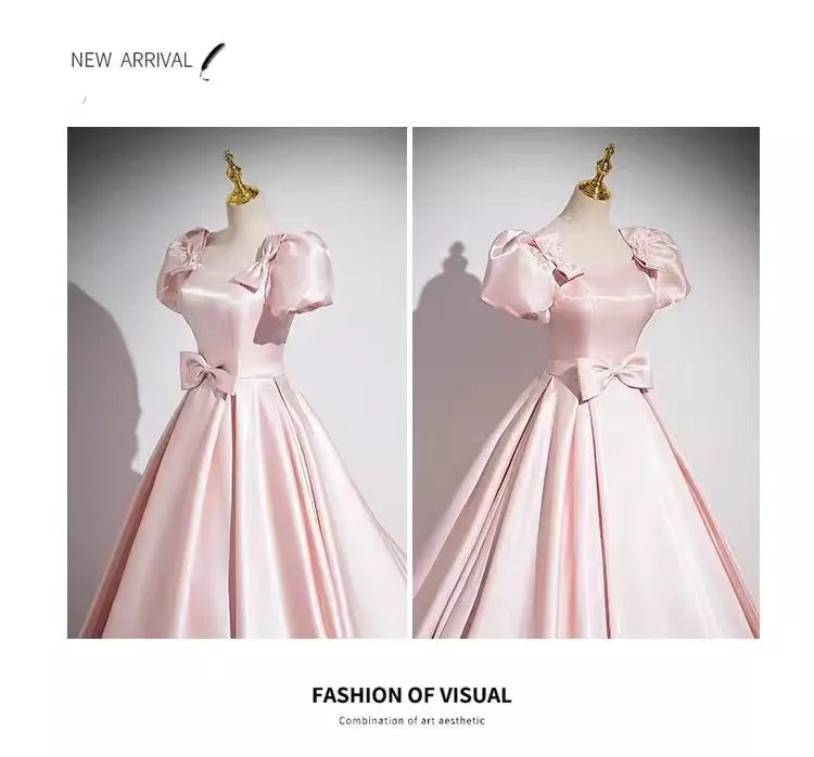 Elegant Party Evening Dress for Women 2026 New Pink French Satin Fashion Chorus Adult Ceremony Fashion Show Banquet Dress