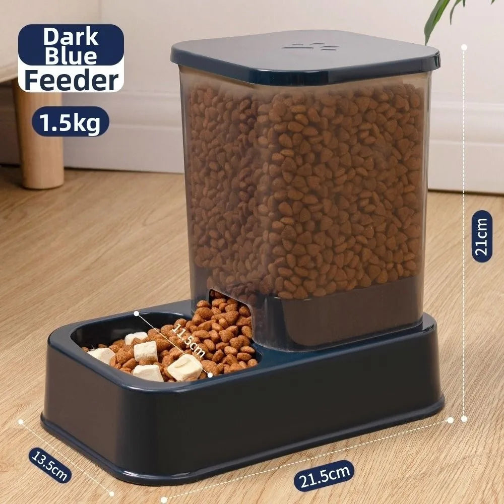 1.2L/1.5L Pet Automatic Feeder Plastic Large Capacity Cat Dog Water Dispenser Feeder Set 3 Colors 2 Styles