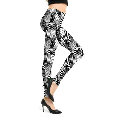 Women Leggings High Waist Cartoon Comic Beauty Print Trousers Soft Female Casual Elastic Pant