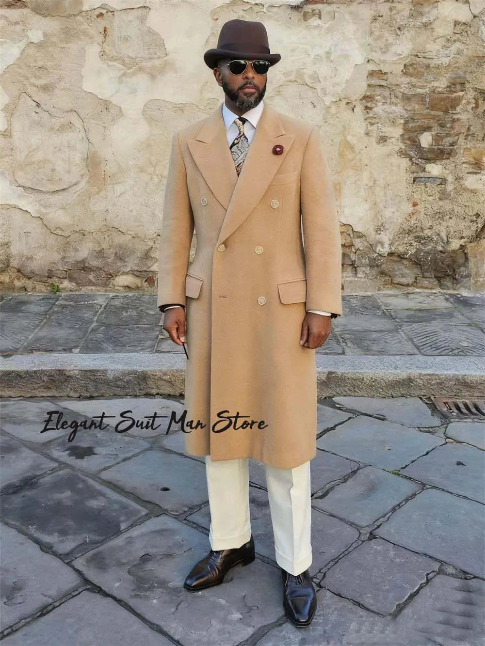 Double Breasted Peak Lapel Overcoat