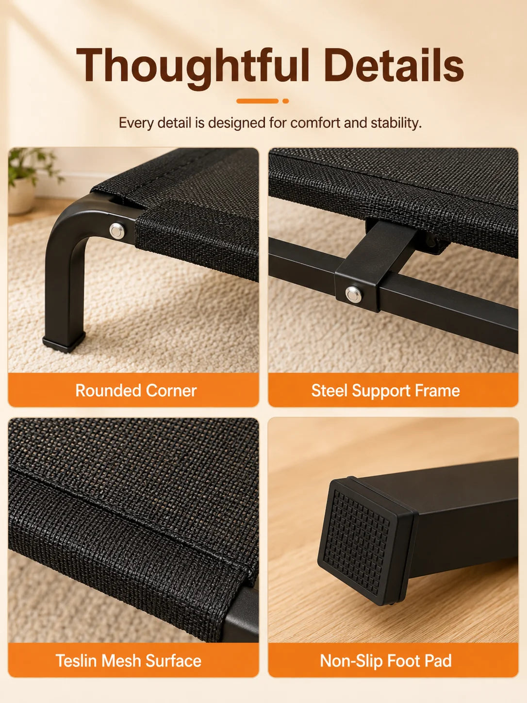 Elevated Pet Bed for Dogs, Washable Dog Bed for Small, Medium, Large & XL Puppies, Breathable Mesh Dog Bed