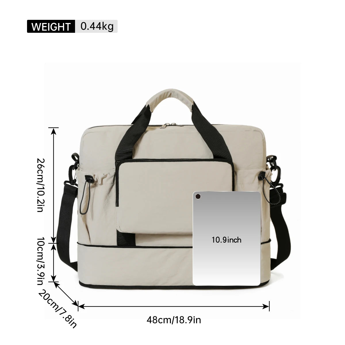 Travel Bag with Large Capacity for Short-Distance Travel, Storage Luggage Bag, Portable Lightweight Crossbody Sports and Fitness Bag for Women, Expandable and Can Be Attached to a Trolley Case