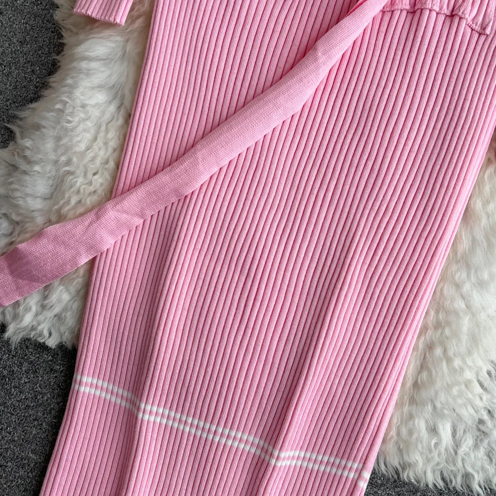 Elegant Rib Knit Pencil Dress