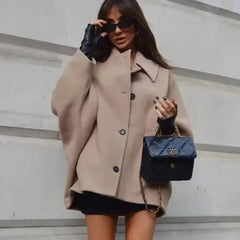 HXAO Woman Winter Coats Faux Wool Coats And Mixtures Oversized Long Coat Women Autumn Long Sleeve Solid Coats Casual Warm Parkas