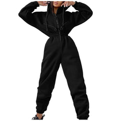 Fleece Hooded Wide Leg Jumpsuit