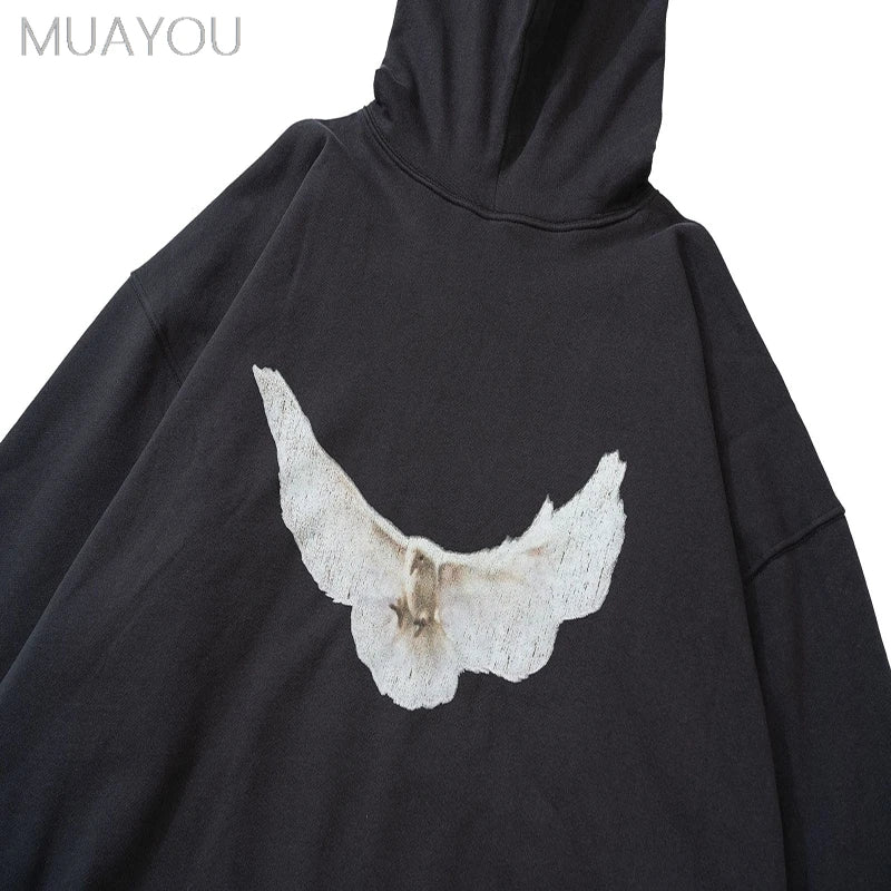 Dove Print Kanye Hoodie Men Women Streetwear 1:1 Sweatshirt High Quality Loose Double-Layer Heavy Fabric Pullover Ovesize hoodes