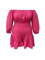 Rose Red Ruffle Off-Shoulder Jumpsuit